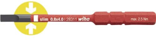 Wiha Bit slimbit elektrisk slits (34578) 2,5 mm x 75 mm för djupliggande skruvar, allround för elektriker