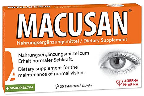 Macusan® - Zum Erhalt der normalen Sehkraft - Ginkgo, Zeaxanthin und Lutein für Ihre Augengesundheit - Unterstützung gegen Altersbedingte Makuladegeneration (AMD) (30 Tabletten)