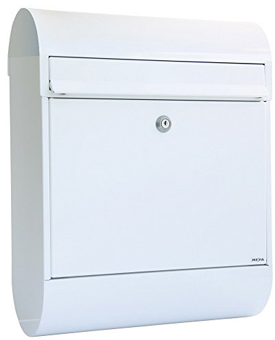 MEFA brevlåda rubin 866 med tidningsrulle (postlåda med säkerhetslås, 450 x 350 x 150 mm) Weiß