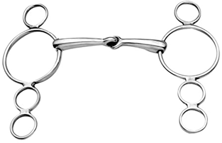 Korsteel Stainless Steel Jointed 3 Ring Dutch Gag Bit, 5