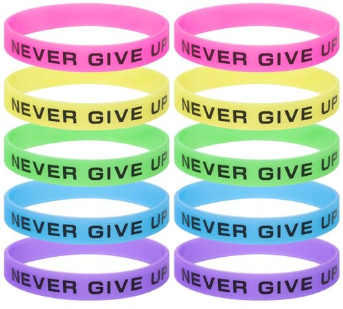 GOGO 10 PCS Never Give Up Silicone Wristbands for Team USA, Glow-in-the-dark Rubber Bracelets