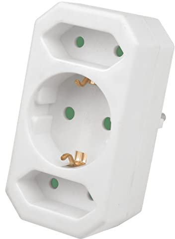 HEITECH 4003417 3 Fach Steckdosenadapter - TÜV geprüfte Mehrfachsteckdose ohne Schalter, Belastbarkeit bis max. 3500W - Adapterstecker Mehrfachstecker