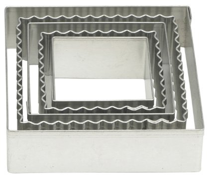 Mrs. Anderson's Baking Cookie and Fondant Cutters, Graduated Crinkle Squares, 5-Piece Set with Storage Tin