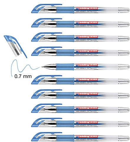 edding 2185 Gelroller - blau - 10 Stifte - 0,7 mm - Gelstifte zum Schreiben, Malen, Mandala, Bulletjournal - Gelschreiber, Gelmalstifte