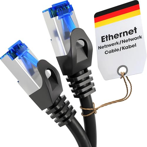 KabelDirekt – 3 m – LAN Kabel, Netzwerkkabel, Ethernet Kabel/Patchkabel, erhältlich in 0,25-30 m (Glasfaser-Geschwindigkeit für Gigabit-Netzwerke, Switch/Router/Modem mit RJ45, schwarz/silbern)