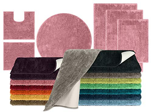 npluseins die extra Streicheleinheit für Ihre Füße in Markenqualität - Mikrofaser Badteppich - erhältlich in 13 modernen Farben und 6 verschiedenen Größen -, Altrosa, 60 x 100 cm