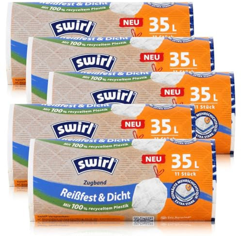 5x Swirl Zugband Müllbeutel 35L (15 stk./ Rolle)