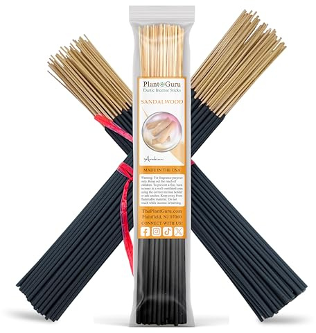 Sandalwood Incense Sticks 11 - 1 Bundle 85 to 100 Sticks - Smooth and Clean Long Burn Time, 45 to 60 Minutes.