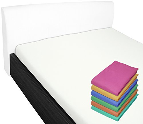 Nurtextil24 Bettlaken 150x240cm 28 Farben 100% Baumwolle ohne Gummizug (90x200cm & 100x200cm) Weiß
