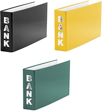 3 Bankordner / 140x250mm / für Kontoauszüge / Farbe: je 1x grün, gelb, schwarz