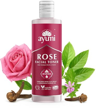 Ayumi Rose Face Toner | Hydrating Toner to Brighten Dull Skin | Geranium Oil to Reduce Fine Lines & Wrinkles| FacialToner to Soothe Redness & Irritation | Rose Water for Face for Skincare |250 ml