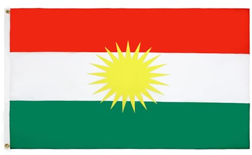 AZ FLAG - Drapeau Kurdistan - 150x90 cm - Drapeau Kurd 100% Polyester Avec Oeillets Métalliques Intégrés - Pavillon 110 g