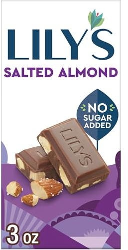 Lily's Sweets Salted Almond and Milk Chocolate Bar, 3 oz