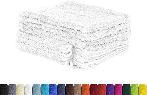 BaSaTex 10er Pack Waschhandschuhe aus 100% weicher und saugstarker Baumwolle | Öko-Tex Made in Green | Waschlappen Set 15x21 cm | Farbe: Weiss