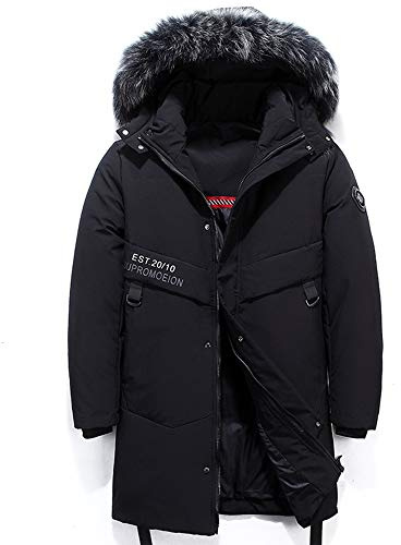 AKT Piumino Invernale da Uomo Parka da Uomo Lungo in Piuma D'Oca Bianca Giacca Calda con Collo di Pelliccia con Cappuccio Casual Spesso,XL