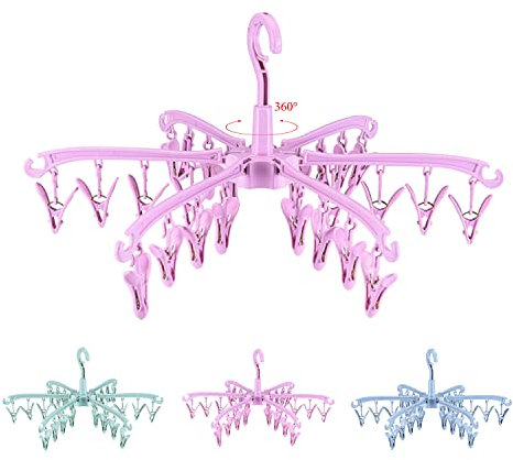 BONYCUST Sockentrockner Wäscheständer-Mit 24 Wäscheklammern Für Heimat Camping Kleine Wäscheartikel Babykleidung Socken Hanger(rosa