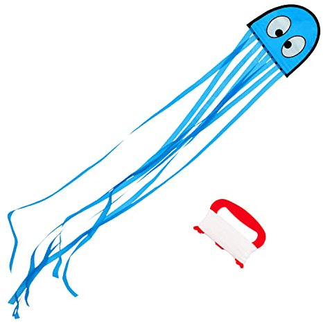 Wolkenstürmer® Mini Oktopus (blau) Kinderdrachen – Kleiner Kraken Einleiner inkl. Handgriff & 40m Schnur - Flugdrachen ab 3 Jahre