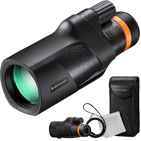 K&F Concept Monokular Teleskop 12x50 HD Handy Fernrohr Mit Arca-Schnittstelle für Vogelbeobachtung, Jagen, Wandern, Konzert (IP66 Wasserdicht Schwarz)