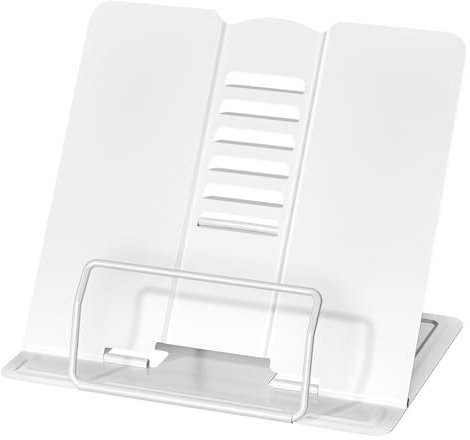 Newpop Weißer Buchständer Children, Buchhalter Leseständer, Kochbuchhalter, Bookstand, Bücherständer, Kochbuchständer, für Tische Podien, Buchaufsteller, Buchhalterung, Halterung Zum Lese, Metall