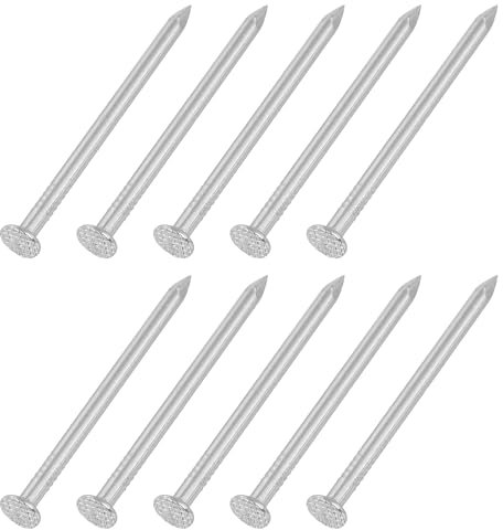 sourcing map 100Pcs Small Hardware Nails, 6D x 2 304 Stainless Steel Round Head Nail Common Finishing Nail for Household Woodworking Picture Hanging DIY Projects, Silver