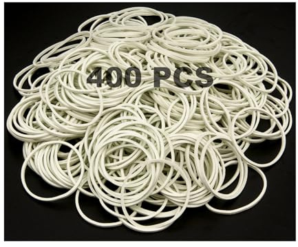 400 st robusta och vita elastiska band – högtemperaturbeständiga gummiband, perfekt för kontorsmaterial, industriell användning, skolhem, hantverk och mer – 38 mm storlek