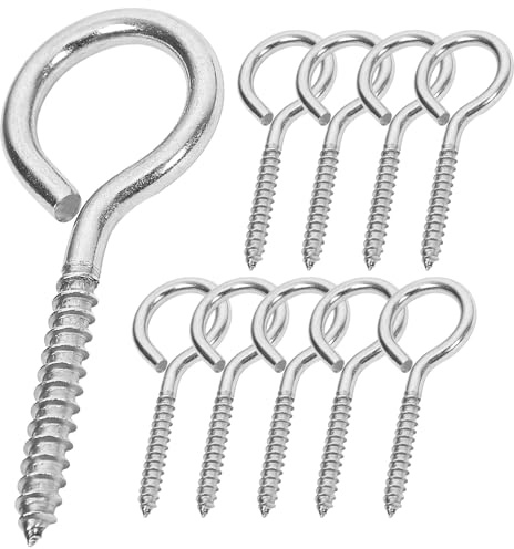 ACCZIO 10PCS 2.75 inches Screw Eyes M4 304 Stainless Steel Eye Screws, Heavy Duty Screw, Eye Hooks Screw Eye Bolts Eye Hooks Screw, Indoor & Outdoor Uses (10, M4-2.75inch)