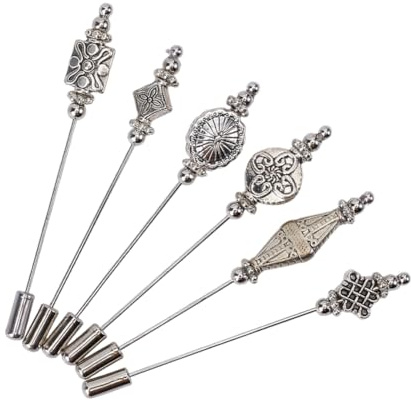 GOMAKERER 6pcs épingle Épingles à Tête Droite en Alliage d’Argent Tibétain pour Bijoux et Bricolages