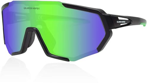 Queshark Occhiali Veloci, 32g Ultraleggero | Anti-UV400 | TR90 Telaio | Antiscivolo, Occhiali Sportivi Uomo per Ciclismo Corsa Guida Pesca Golf Sport All'aperto