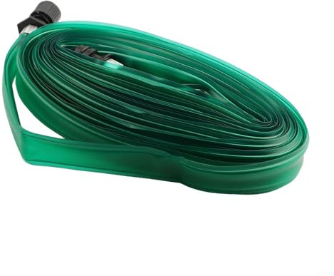 Tubo flessibile piatto in PVC per irrigazione da giardino, fiori, aiuole, ortaggi, arbusti, alberi, cortile, sistema di irrigazione, tubo verde 7,5 m, 10 m, 15 m, disponibile (10 m)
