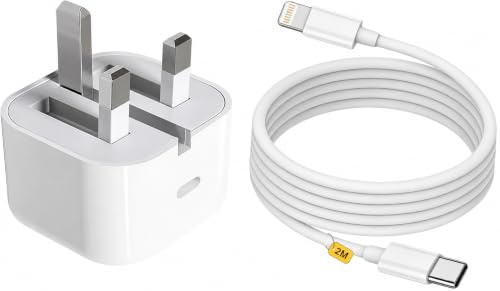20W USB-C Fast Charger with 2-Meter Charging Cable, Type-C Wall Adapter Compatible with Smartphone Models 14, 13, 12, 11, X Series, SE, and Tablet Devices