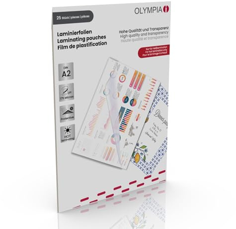 Olympia 9184 lamineringsfolie, 125 Mic, DIN A2, 25 stycken
