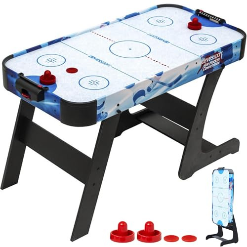 Devessport Mesa Air Hockey Plegable Sidney | Compacta, con Ruedas y Accesorios Incluidos | Ideal su Uso Familiar en Casa