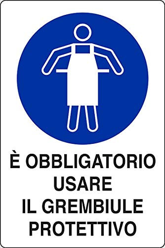 PIXLEMON Cartello Alluminio cm 50x35 È OBBLIGATORIO Usare Il Grembiule Protettivo