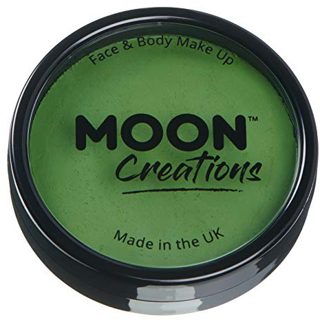 Moon Creations Pro Face & Body Makeup | Grass Green | 36g | Professional Colour Paint Cake Pots for Face Painting | Face Paint For Kids, Adults, Fancy Dress, Festivals, Halloween
