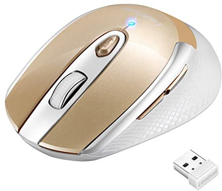 LeadsaiL Ratón Inalámbrico, Wireless Mouse Silencioso Ratón óptico Click Mini, Ergonómica Ultra Delgado, 2.4G Mouse Inalámbrico para Macbook, PC, Ordenador Portátil (Oro)