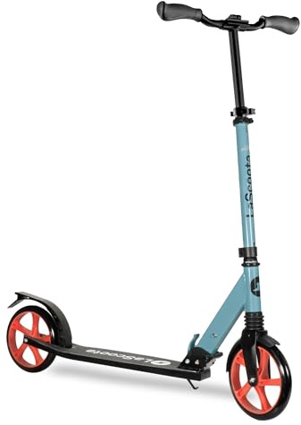 Lascoota Tretroller für Erwachsene und Jugendliche. Perfekt für Jugendliche ab 12 Jahren. Leichter, Faltbarer Scooter für Erwachsene, großen 8-Zoll-Rädern, 220 lbs (Normal (Jugendliche), Fusion-Blau)