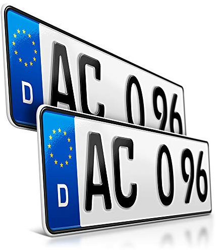 schildEVO 2 Kfz Kennzeichen | 400 x 110 mm | DIN-Zertifiziert – individuelles EU Wunschkennzeichen | PKW Nummernschild | kurzes Autokennzeichen | Auto-Schild | Fahrradträger & Anhänger | DHL-Versand