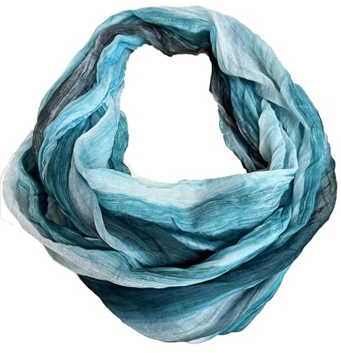 JameStyle26 Écharpe d’été, en soie, à boucle, dégradé de couleur, motif arc-en-ciel, ronde, légère, #2 Vert, Taille Unique