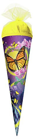 ROTH Geschenk-Schultüte klein Schmetterling 35cm rund mit Tüllverschluss