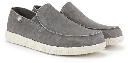 WALK IN PITAS | WP150 Slip ON Washed | Mocasines de Hombre | Náuticos Casual | Zapatillas de Verano | Zapatos Casuales y Cómodos | Calzado de Pitas | Gris 41