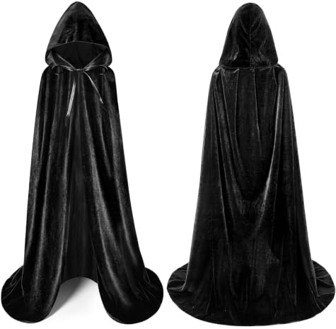 Winwild Capo nero con cappuccio, velluto Cape Vampire Costume Ladies Men Adult per Carnevale Halloween Cosplay Costume (Nero,170cm)