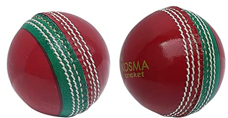 Kosma Bola de cricket de cuero cosida a mano de 2 piezas (paquete de 1) Tamaño estándar 156 gramos | Bola de cricket con bandera de cuero de alta calidad | Edición de abanico, bandera de Bangladesh