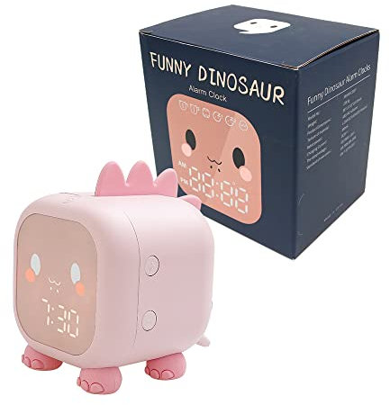 Hsthe Sea Sveglia Digitale per Bambini con Luce Notturna Snooze Timer Temperatura Sleep Trainer Rosa