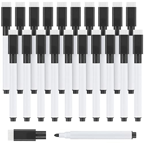 OFFCUP Pennarelli per Lavagna Bianca, 20Pcs Marcatore Cancellabile, Pennarelli Magnetici per Lavagna, Whiteboard Markers, Pennarelli per Lavagna Bianca Cancellabile per Scuola Casa Ufficio, Nero