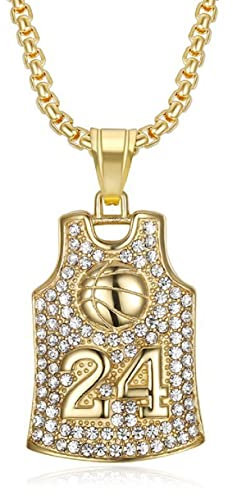 24 Basketball Jersey Halskette, Nummer 24 Basketball Halskette für Männer, Basketball-Hemd-Halskette Felsen-Basketball-Anhänger-Schmuck, Nr. 24 Jersey-Halskette Basketball-Gedenk-Halskette für Männer