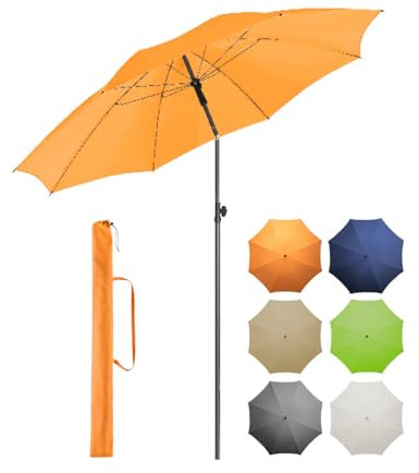 FARE Sonnenschirm Gr. L - 200 cm Durchmesser - UV-Schutz 50+ für Balkon Garten Terrasse Sommer - Titan-Finish Knickvorrichtung Drehfeststeller inkl. Tragetasche (aprikose)