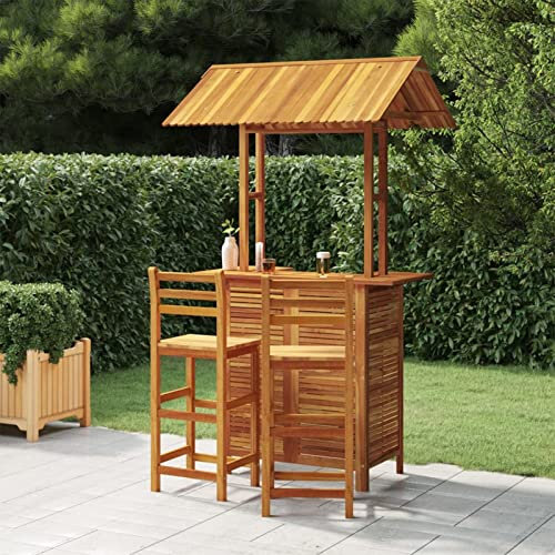 BaraSh 3-TLG. Gartenbar-Set Stehtisch Outdoor Bartisch-Set Bar MöBel Bar Outdoor Theke Garten Theke Bar Massivholz Akazie 3116004