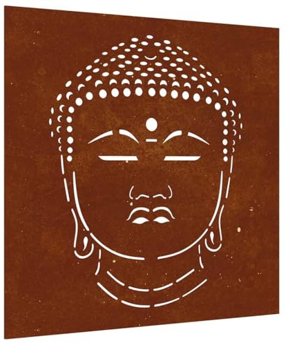 vidaXL Garden Wall Decoration 55x55 cm Corten Steel Buddha Head Design