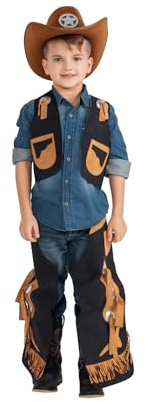 Dress Up America Costume de cowboy pour garçons – Ensemble de chaps et gilet de cowboy pour enfants – On dirait de vrais chaps