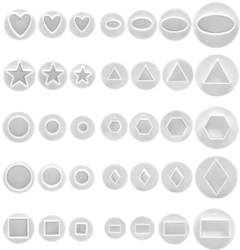 Bebochoi 35 Stück Fondant Ausstecher Set DIY, Fondant Plunger Cutters Set, Ausstechformen zum Backen Auswerfer Stempel Herz Mini mit Auswerfer Dekorieren von Herz Stern Geometrische Diy Tortendeko